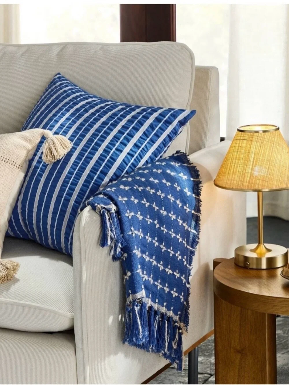 Hearth & Hand Magnolia Patterned Blue Throw Blanket